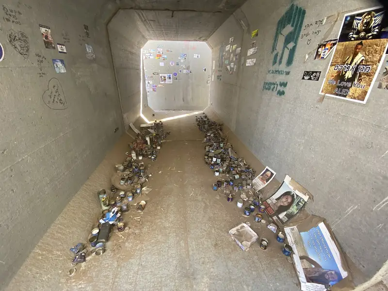 Memorial inside a roadside shelter at the Nova festival site, September 2024